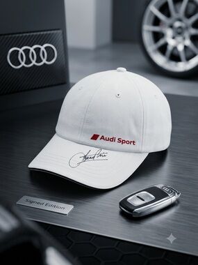 Audi Sport Cap Signed by Emanuele Pirro 5x Le Mans Winner White Baseball Hat